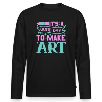 Professeur d’art Drôle de dicteur Cours d’art Cours d’art - T-shirt manches longues Premium bio Homme - noir - Devant - Nico (187cm)
