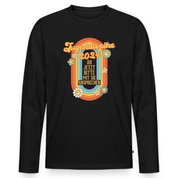 Youth Consecration 2024 From now on, please address them - Men's Premium Organic Long Sleeve Shirt - black - Front - Nico (187cm)