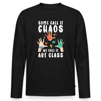 Art Teacher Funny Saying Art Course Art Class - Men's Premium Organic Long Sleeve Shirt - black - Front - Nico (187cm)