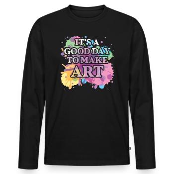 Art Teacher Funny Saying Art Course Art Class - Men's Premium Organic Long Sleeve Shirt - black - Front - Nico (187cm)