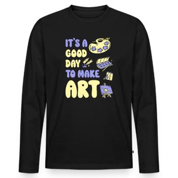 Professeur d’art Drôle de dicteur Cours d’art Cours d’art - T-shirt manches longues Premium bio Homme - noir - Devant - Nico (187cm)