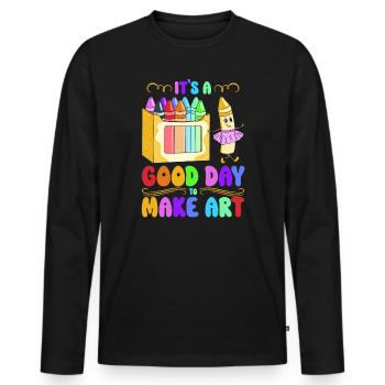 Kunstlehrer Lustiger Spruch Kunstkurs Kunstklasse - Männer Premium Bio Langarmshirt - Schwarz - Vorne - Nico (187cm)
