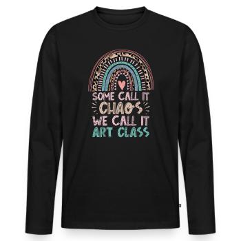 Kunstlehrer Lustiger Spruch Kunstkurs Kunstklasse - Männer Premium Bio Langarmshirt - Schwarz - Vorne - Nico (187cm)