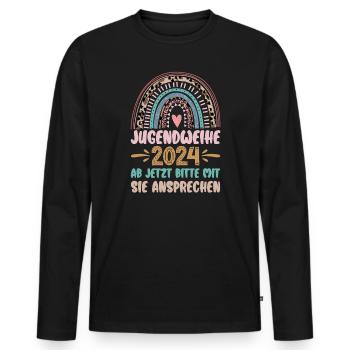 Jugendweihe 2024 Ab Jetzt Bitte Mit Sie Ansprechen - Männer Premium Bio Langarmshirt - Schwarz - Vorne - Nico (187cm)