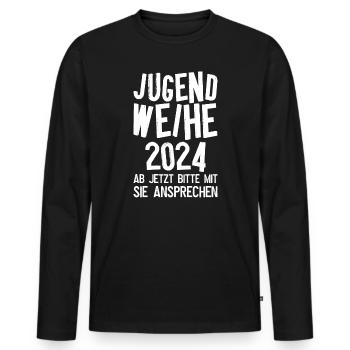 Jugendweihe 2024 Ab Jetzt Bitte Mit Sie Ansprechen - Männer Premium Bio Langarmshirt - Schwarz - Vorne - Nico (187cm)