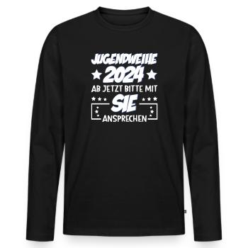 Jugendweihe 2024 Ab Jetzt Bitte Mit Sie Ansprechen - Männer Premium Bio Langarmshirt - Schwarz - Vorne - Nico (187cm)