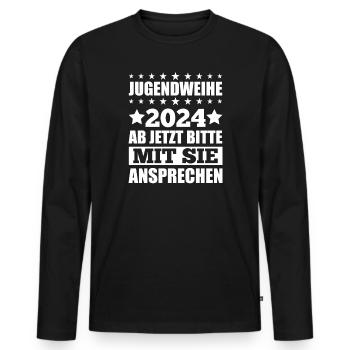 Jugendweihe 2024 Ab Jetzt Bitte Mit Sie Ansprechen - Männer Premium Bio Langarmshirt - Schwarz - Vorne - Nico (187cm)