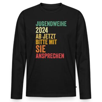 Jugendweihe 2024 Ab Jetzt Bitte Mit Sie Ansprechen - Männer Premium Bio Langarmshirt - Schwarz - Vorne - Nico (187cm)
