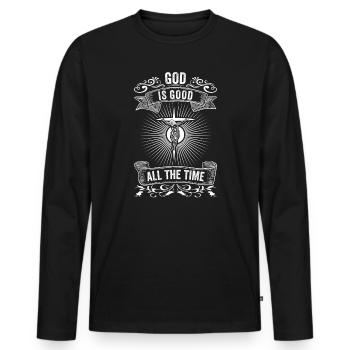 Dieu est Bon Église Foi Christianisme Saint - T-shirt manches longues Premium bio Homme - noir - Devant - Nico (187cm)