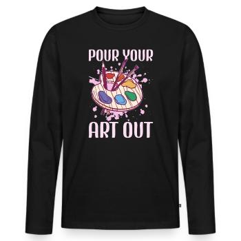 Art Teacher Funny Saying Art Course Art Class - Men's Premium Organic Long Sleeve Shirt - black - Front - Nico (187cm)