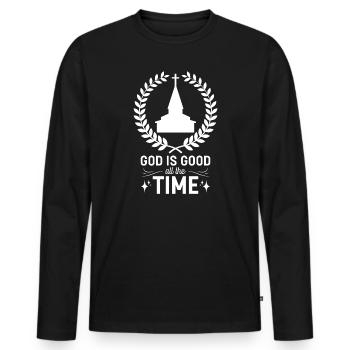 Dieu est Bon Église Foi Christianisme Saint - T-shirt manches longues Premium bio Homme - noir - Devant - Nico (187cm)