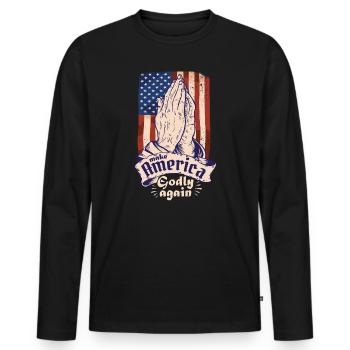 Rendre l’Amérique pieuse, aimer à nouveau la foi de Dieu - T-shirt manches longues Premium bio Homme - noir - Devant - Nico (187cm)