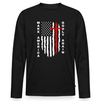 Rendre l’Amérique pieuse, aimer à nouveau la foi de Dieu - T-shirt manches longues Premium bio Homme - noir - Devant - Nico (187cm)