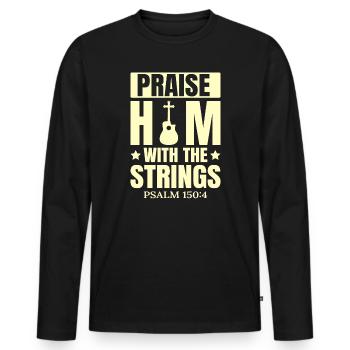 Christian Music Guitar Church Music Faith - Men's Premium Organic Long Sleeve Shirt - black - Front - Nico (187cm)