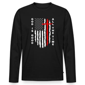 Dieu est Bon Église Foi Christianisme Saint - T-shirt manches longues Premium bio Homme - noir - Devant - Nico (187cm)