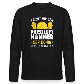 Reicht Mir den Presslufthammer Straßenbauarbeiter - Männer Premium Bio Langarmshirt - Schwarz - Vorne - Nico (187cm)