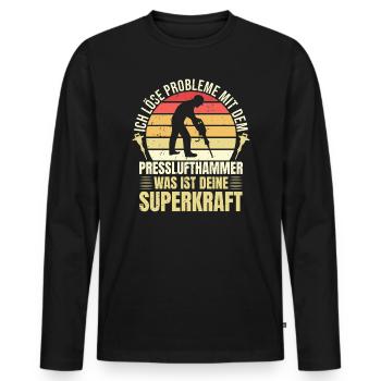 Ich Löse Probleme Mit dem Presslufthammer Straßenb - Männer Premium Bio Langarmshirt - Schwarz - Vorne - Nico (187cm)
