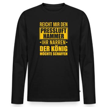 Reicht Mir den Presslufthammer Straßenbauarbeiter - Männer Premium Bio Langarmshirt - Schwarz - Vorne - Nico (187cm)