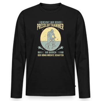 Reicht Mir den Presslufthammer Straßenbauarbeiter - Männer Premium Bio Langarmshirt - Schwarz - Vorne - Nico (187cm)