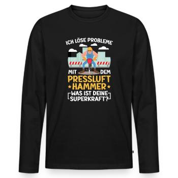 Ich Löse Probleme Mit dem Presslufthammer Straßenb - Männer Premium Bio Langarmshirt - Schwarz - Vorne - Nico (187cm)