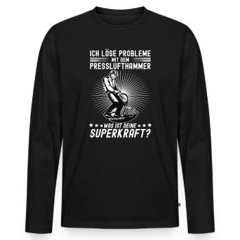 Ich Löse Probleme Mit dem Presslufthammer Straßenb - Männer Premium Bio Langarmshirt - Schwarz - Vorne - Nico (187cm)