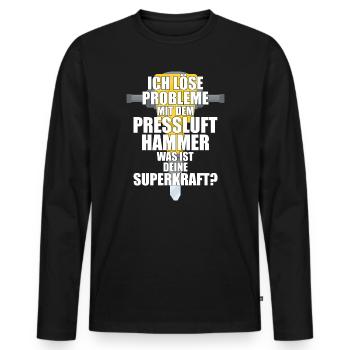 Ich Löse Probleme Mit dem Presslufthammer Straßenb - Männer Premium Bio Langarmshirt - Schwarz - Vorne - Nico (187cm)