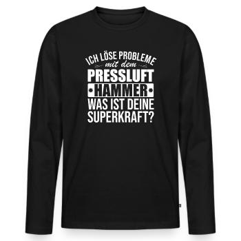 Ich Löse Probleme Mit dem Presslufthammer Straßenb - Männer Premium Bio Langarmshirt - Schwarz - Vorne - Nico (187cm)