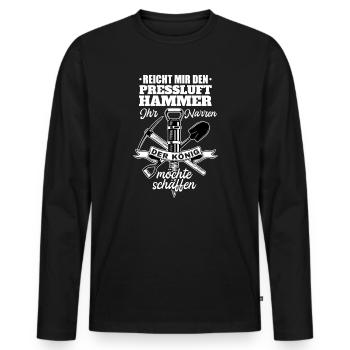 Reicht Mir den Presslufthammer Straßenbauarbeiter - Männer Premium Bio Langarmshirt - Schwarz - Vorne - Nico (187cm)