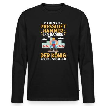 Reicht Mir den Presslufthammer Straßenbauarbeiter - Männer Premium Bio Langarmshirt - Schwarz - Vorne - Nico (187cm)