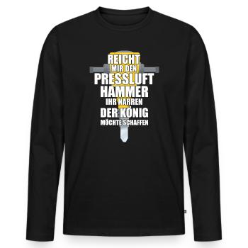 Reicht Mir den Presslufthammer Straßenbauarbeiter - Männer Premium Bio Langarmshirt - Schwarz - Vorne - Nico (187cm)
