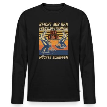 Reicht Mir den Presslufthammer Straßenbauarbeiter - Männer Premium Bio Langarmshirt - Schwarz - Vorne - Nico (187cm)