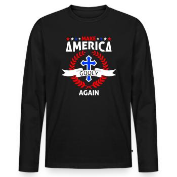 Rendre l’Amérique pieuse, aimer à nouveau la foi de Dieu - T-shirt manches longues Premium bio Homme - noir - Devant - Nico (187cm)