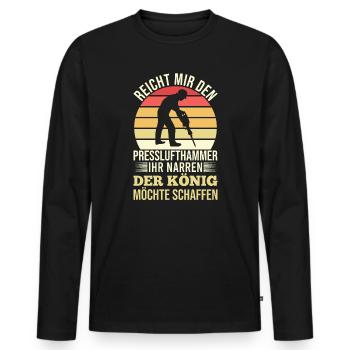Reicht Mir den Presslufthammer Straßenbauarbeiter - Männer Premium Bio Langarmshirt - Schwarz - Vorne - Nico (187cm)