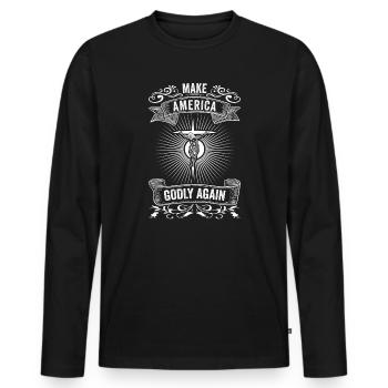 Rendre l’Amérique pieuse, aimer à nouveau la foi de Dieu - T-shirt manches longues Premium bio Homme - noir - Devant - Nico (187cm)