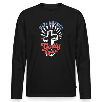 Rendre l’Amérique pieuse, aimer à nouveau la foi de Dieu - T-shirt manches longues Premium bio Homme - noir - Devant - Nico (187cm)