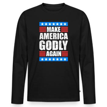 Rendre l’Amérique pieuse, aimer à nouveau la foi de Dieu - T-shirt manches longues Premium bio Homme - noir - Devant - Nico (187cm)