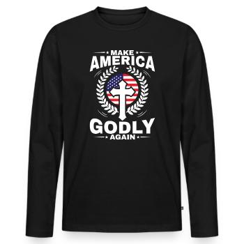 Rendre l’Amérique pieuse, aimer à nouveau la foi de Dieu - T-shirt manches longues Premium bio Homme - noir - Devant - Nico (187cm)
