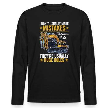 Retro Bagger Spruch Baggerfahrer Baustelle - Männer Premium Bio Langarmshirt - Schwarz - Vorne - Nico (187cm)