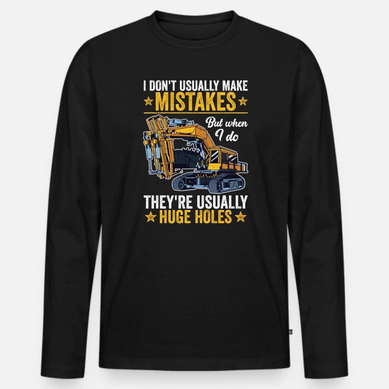 Retro Bagger Spruch Baggerfahrer Baustelle - Männer Premium Bio Langarmshirt - Schwarz