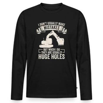 Retro Excavator Slogan Excavator Driver Construction Site - Men's Premium Organic Long Sleeve Shirt - black - Front - Nico (187cm)