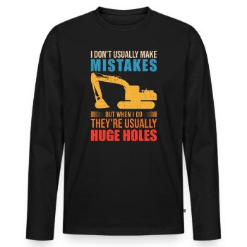 Retro Excavator Slogan Excavator Driver Construction Site - Men's Premium Organic Long Sleeve Shirt - black - Front - Nico (187cm)
