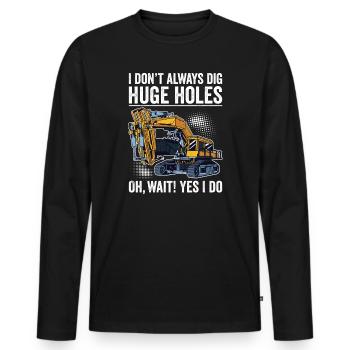 Retro Excavator Slogan Excavator Driver Construction Site - T-shirt manches longues Premium bio Homme - noir - Devant - Nico (187cm)