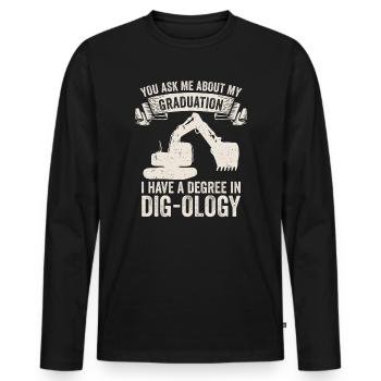 Retro Bagger Spruch Baggerfahrer Baustelle - Männer Premium Bio Langarmshirt - Schwarz - Vorne - Nico (187cm)
