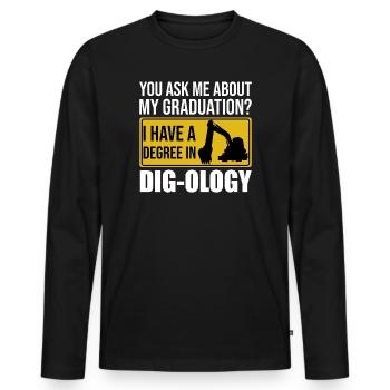 Retro Excavator Saying Excavator Driver Construction Site - Men's Premium Organic Long Sleeve Shirt - black - Front - Nico (187cm)