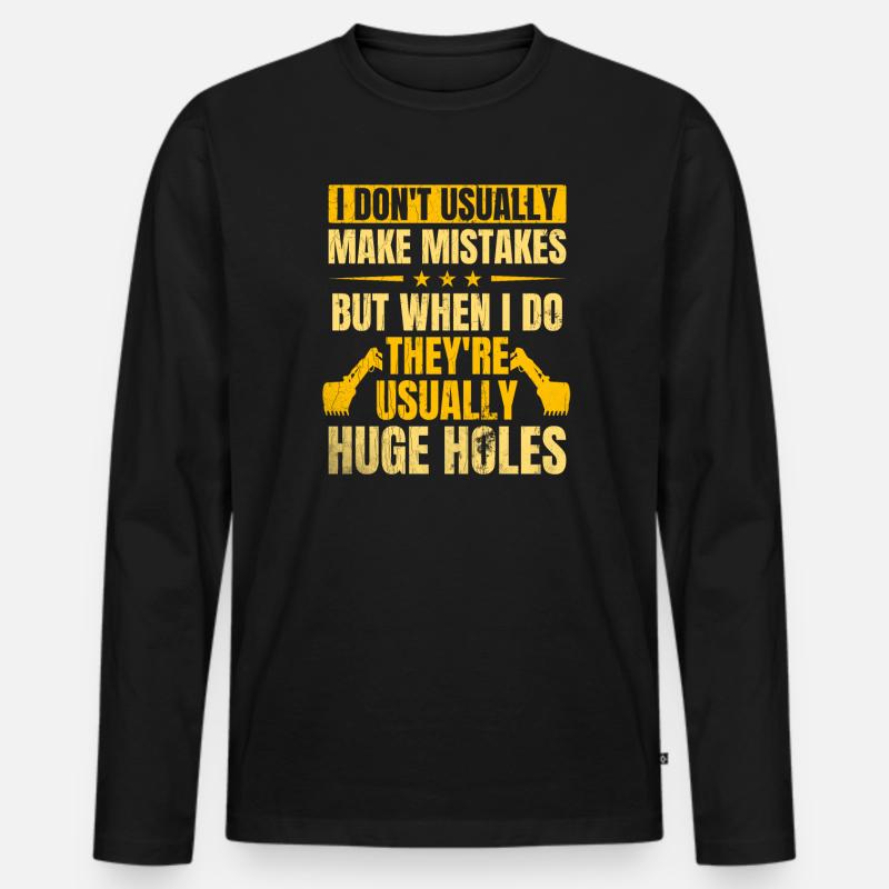 Retro Bagger Spruch Baggerfahrer Baustelle - Männer Premium Bio Langarmshirt - Schwarz