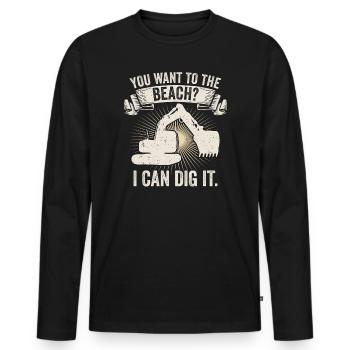 Retro Excavator Slogan Excavator Driver Construction Site - Men's Premium Organic Long Sleeve Shirt - black - Front - Nico (187cm)
