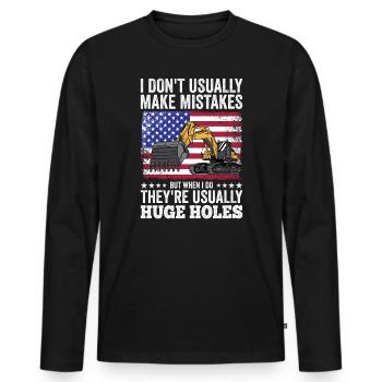 Retro Bagger Spruch Baggerfahrer Baustelle - Männer Premium Bio Langarmshirt - Schwarz - Vorne - Nico (187cm)