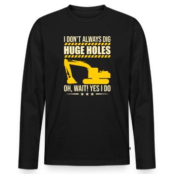 Retro Excavator Slogan Excavator Driver Construction Site - T-shirt manches longues Premium bio Homme - noir - Devant - Nico (187cm)