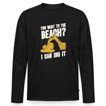 Retro Excavator Slogan Excavator Driver Construction Site - Men's Premium Organic Long Sleeve Shirt - black - Front - Nico (187cm)