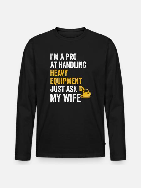 Retro Bagger Spruch Baggerfahrer Baustelle - Männer Premium Bio Langarmshirt - Schwarz